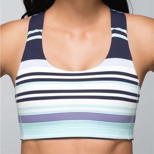 Lululemon All Sport Bra in‎ Blue Stripes, Size 4